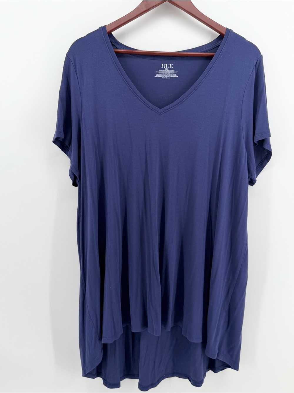 HUE Perfect Legging Tunic Tee Shirt XXL Navy Blue V-Neck High Low Stretch Soft